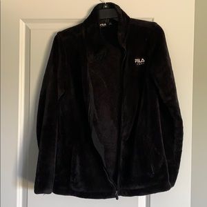 Fila fuzzy black zip up
